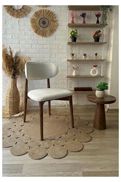 silla Concept Polo Sandalye Teddy Krem Kumaş Ceviz Ahşap Sandalye