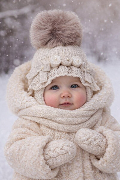 Recos 1 - 4 Years Old Baby Girl Wool Beret Hat Stylish Design