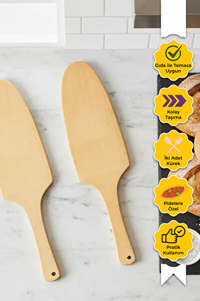 Dr.Maya Ahşap Pide Küreği 2’li Set | Taş Fırın ve Ankastre Fırınlarda Kullanı...