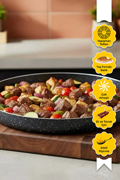 Genel Markalar Yuvarlak Granit Fırın Tepsisi | 28 cm, Alüminyum Gövde, Hafif ...