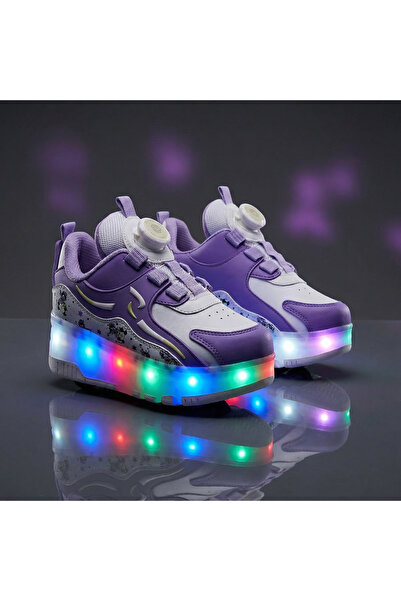 BURUNİ Işıklı Patenli Ayakkabı Kız Çocuk, Tekerlekli Spor Ayakkabı, LED Işıkl...