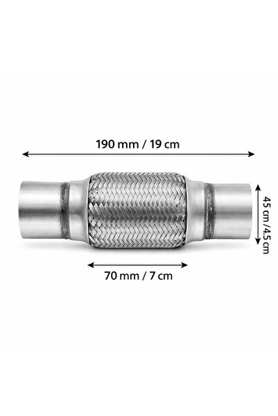 Monlion 45mm Egzoz Flexi Boru 19 cm | Çelik Örgülü Egzoz Körüğü | Universal E...