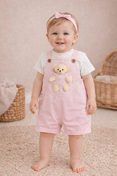 GMG Baby سالوبيت من الكتان مع دمية دب