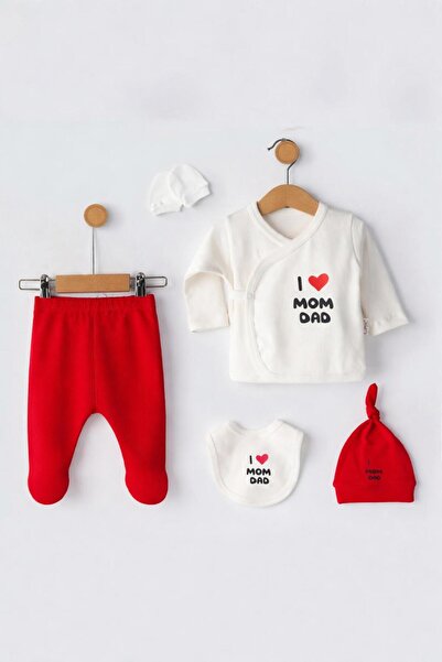 CHIC Hastane Çıkışı Seti Yenidoğan 5'li I Love Mom Dad %100 Pamuk – 0-3 Ay