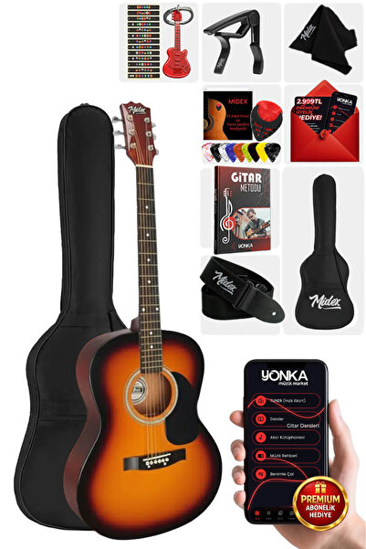 Midex RG-530SB Kaliteli Gün Batımı 40 İnç Akustik Gitar Seti 4/4 Yetişkin