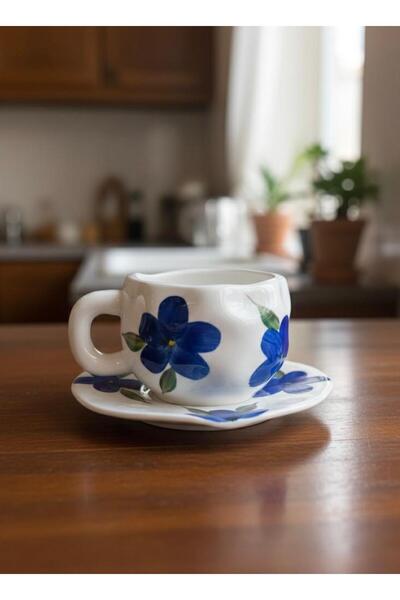 Afaq كوب مع صحن صناعة يدوية