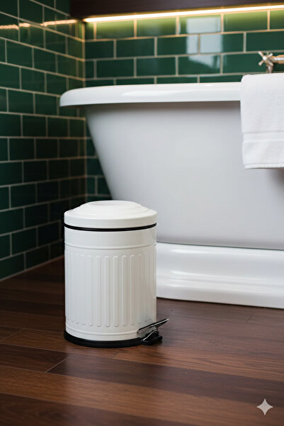 Bürke 3 Liter Vintage White Trash Can with Shock Absorber - Quiet Soft-Close ...