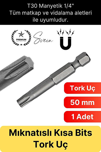 Svein #Bitsuç Mıknatıslı 50 mm Torks Vidalama Bits Uç T30 Manyetik 1/4" Şarjl...