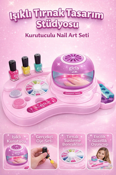 YILDIRIM OYUNCAK Sesli Işıklı Tırnak Tasarım Stüdyosu - Işıklı Aksesuarlı Tır...