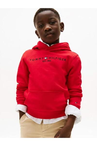 Tommy Hilfiger هودي بشعار أساسي للجنسين مصنوع من القطن النقي