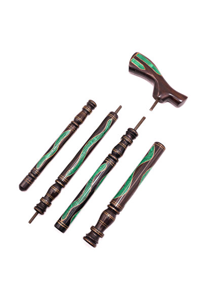 unbranded Ebony Walking Stick 95cm – Malachite Inlay – Detachable Wooden Cane