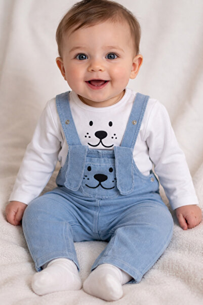 Baby Buu Strawberry Dog and Flower Salopet Denim Top and Bottom Sets 324