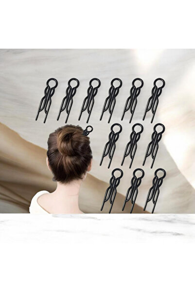 Marchen Collection Kadın Siyah Hair Pin Saç Topuz Çubukları 10 Adet