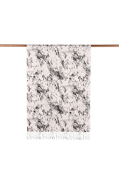 ipekevi Mermer Desenli İpek Şal 05246 Beyaz - Siyah