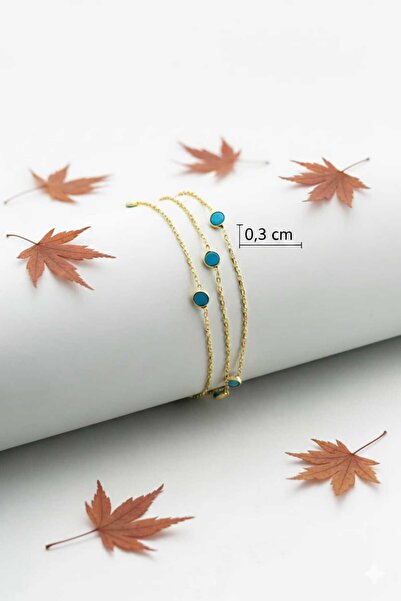 Papatya Silver Üç Sıra Firuze Taşlı Tifany Bileklik 925 Ayar Gümüş.rose.gold....