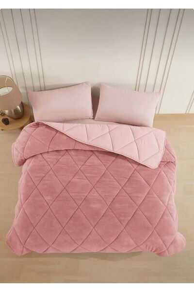 İlkim Tekstil ÇİFT KİŞİLİK ÇİFT TARAFLI 195x215 LÜX WELSOFT YORGAN PUDRA.