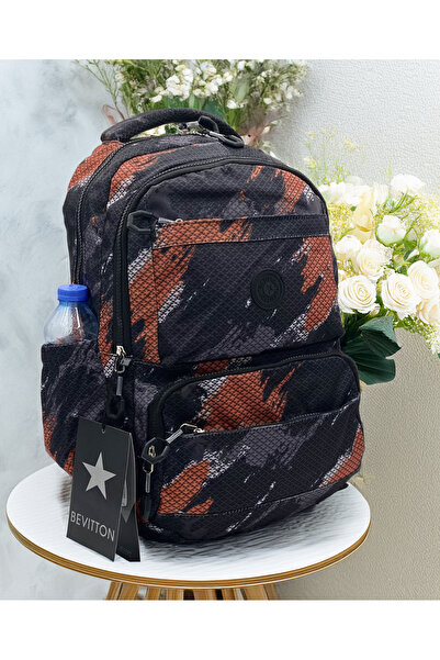 Bevitton Сатенена водонепроникна тканина, унісекс, чорний з помаранчевим візе...