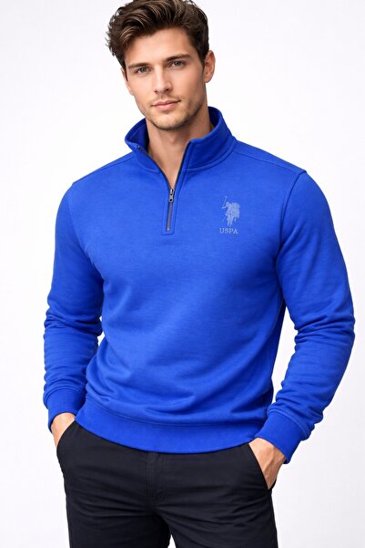U.S. Polo Assn. Erkek Polo Yaka Yarım Fermuarlı Şardonlu Sweatshirt