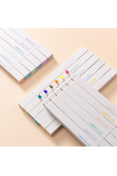 NaSaDAN Lightcolor 6'lı Çift Taraflı Pastel Fosforlu Kalem Seti – Bullet Jour...