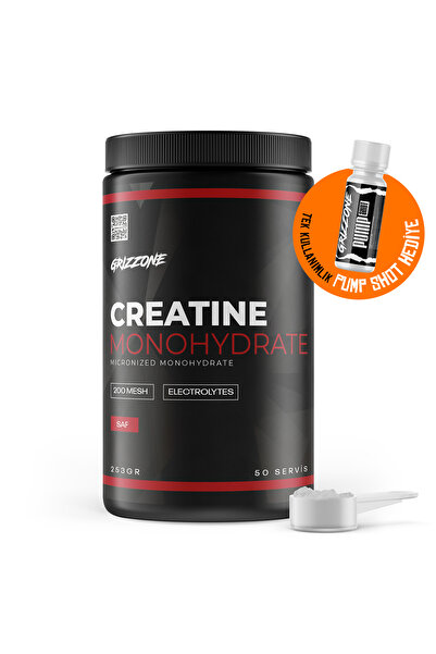GRIZZONE Creatine Monohydrate 253 Gr ( Aromasız ) + Pump Shot Hediyeli