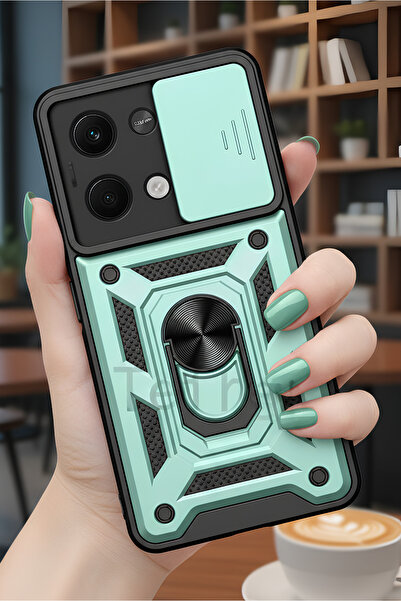 TechTrove Poco X6 Kılıf Sürgülü Kamera Korumalı Yüzüklü Stand Olabilen Magnet...