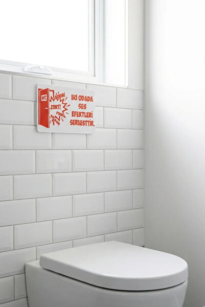 N NOXXO Esprili WC Kapı Tabelası - ’’Ses Efektleri Serbesttir’’ 3D Baskı Yapışkanlı Komik Banyo Uyarı Yazısı
