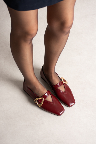 diclepolat Balerini de damă Rosalin Gold cu cataramă în formă de inimă și vâr...