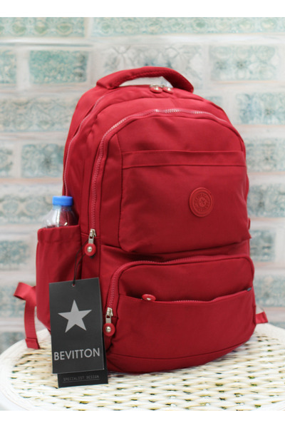Bevitton Water Repellent Fabric School Bag Unisex School Backpack 20257 Red