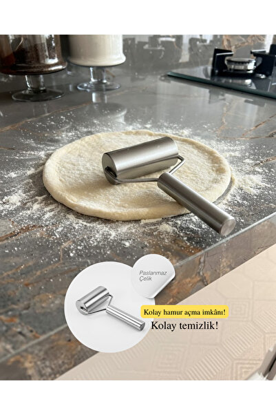 Senz Metal Handle Roller Dough Sheeter Roller Smooth Rolling Pin Pizza Dough Sheeter Cylinder