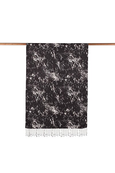 ipekevi Mermer Desenli İpek Şal 05246 Siyah - Beyaz