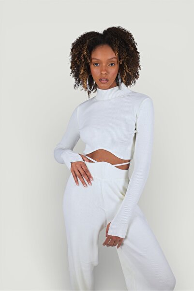 HOLLY LOLLY Rolák model bez prstů svetr Ecru