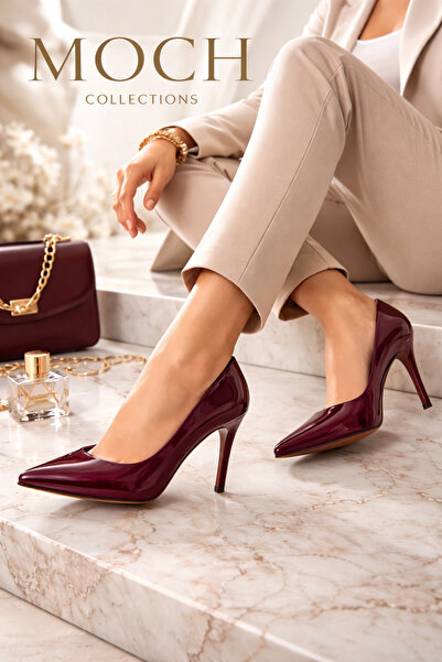 Kadın Bordo Topuklu Rugan Stiletto