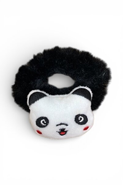 SHEKER HOME Ayıcık Figürlü Peluş Simit Lastik Toka - Siyah