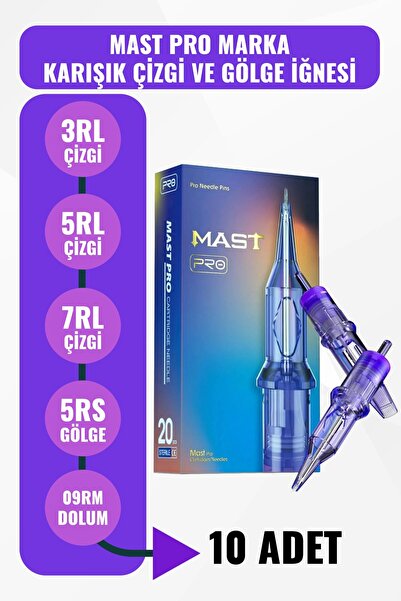 Tattoo Mast 10’lu Karışık Kartuş Dövme İğnesi Seti -Çizgi, Gölge İçin Dövme İ...