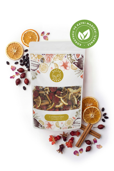Kayla Gurme شاي فيتامين سي - قشر البرتقال، شريحة برتقال، زيرج، ثمرة الورد، زه...