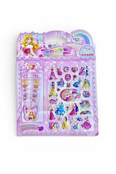SHEKER HOME Disney Prensesleri Tırnak Kelebek Magnet Boyama Kabartmalı Sticke...