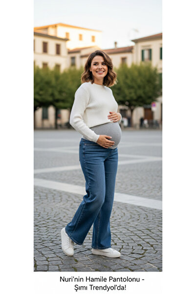 FİDAN FASHİON Fdn Lycra Jean Maternity Pants with Adjustable Waist Design