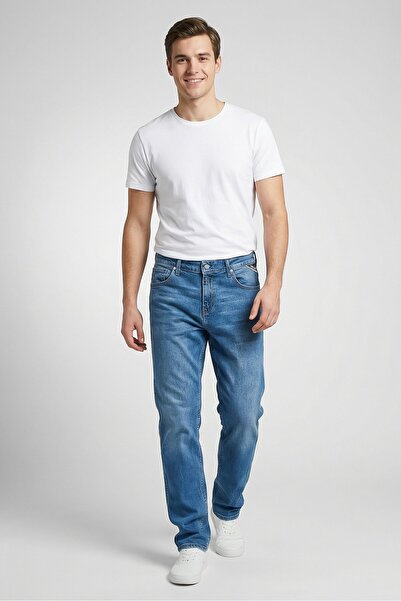Replay Men Sandot Relaxed Fit Washed Denim Jeans, Blue