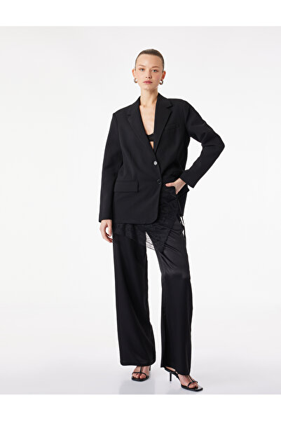 Koton Wide Leg Satin Trousers with Lace Detail