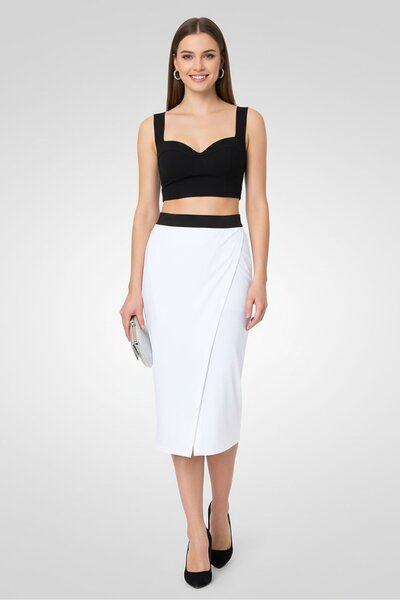 Karl Lagerfeld Women Plain Midi Skirt, White