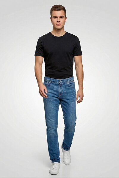 Replay Men Relaxed Fit Washed Stretchable Jeans, Blue