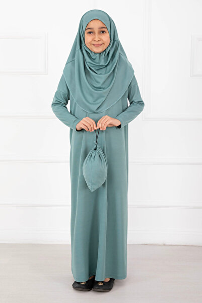 EBRUTESETTÜR Hijab Children's Prayer Dress Mint