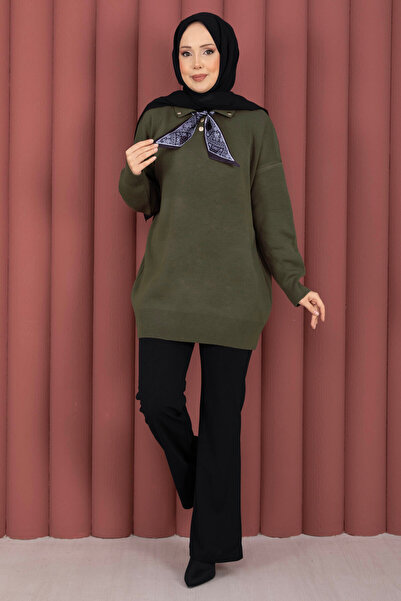 EBRUTESETTÜR Scarf Polo Neck Knitwear Sweater Khaki