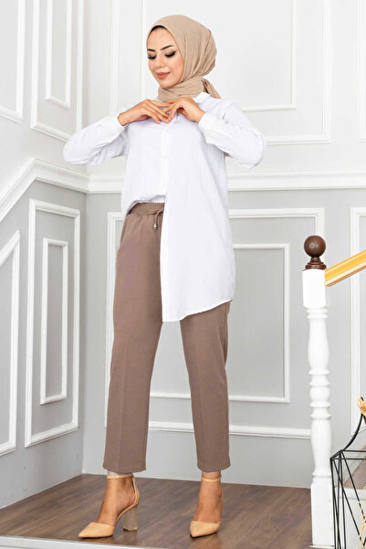 EBRUTESETTÜR بنطلون حجاب بخصر مطاطي من فرو المنك