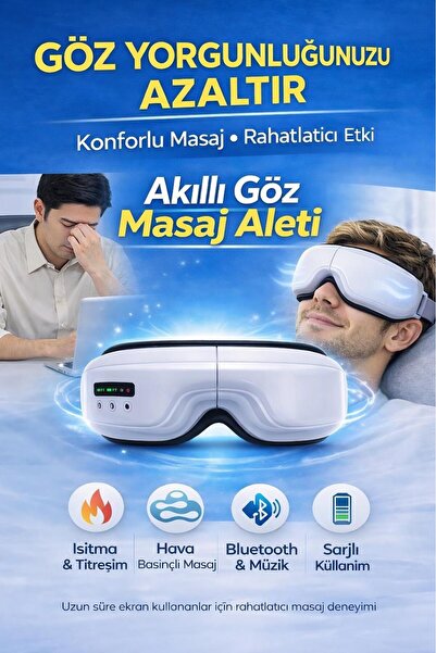 Eldi Medikal Bluetoothlu Akıllı Göz Masaj Cihazı - Göz Yorgunluğu İçin Isıtma...