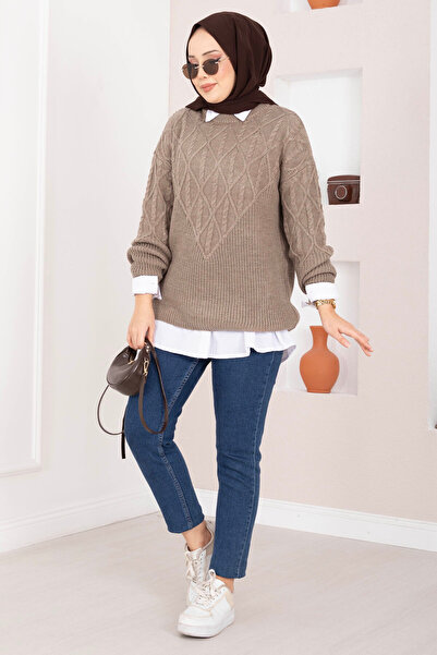 EBRUTESETTÜR سترة تريكو منقوشة من صوف المنك