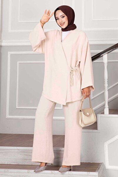 EBRUTESETTÜR طقم أيروبين تيسيدور مكون من قطعتين مع رباط جانبي باللون الحجري