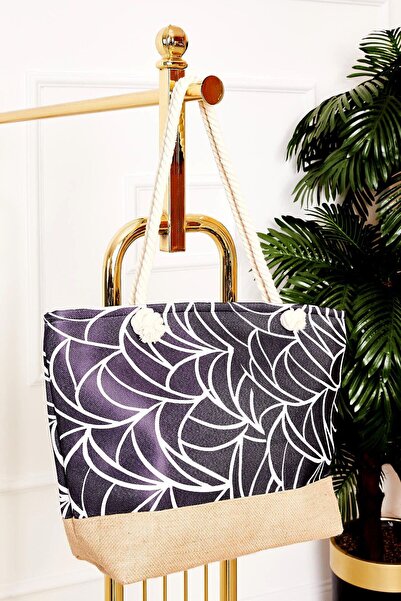 EBRUTESETTÜR Patterned Straw Detailed Beach Bag -127
