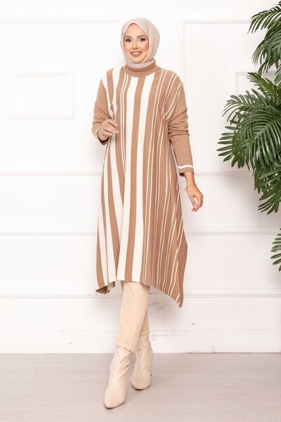 EBRUTESETTÜR Oversized Vertical Striped Knitwear Tunic Ten