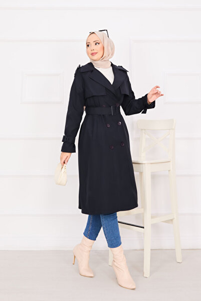 EBRUTESETTÜR حزام خصر متنقل مع تفاصيل أزرار، لون كحلي